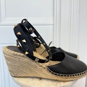 ASH ESPADRILLE WEDGE LEATHER  WRAP SANDAL 41 CLOSED TOE WHITNEY